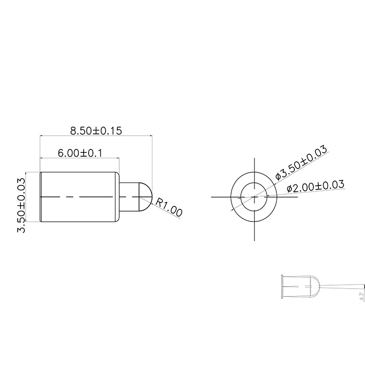 pogopin彈簧針 雙頭彈頂針 充電探針 貼片式接觸頂針 導(dǎo)電針YX198