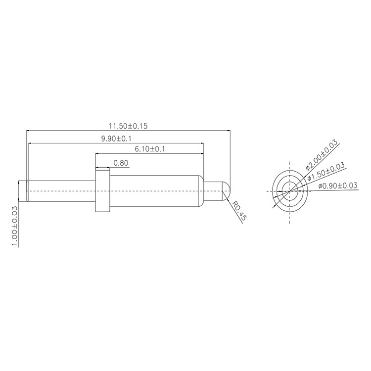 廠家PCB板接觸探針 導(dǎo)電銅探針 電池充電頂針 pogopin彈簧針YX177