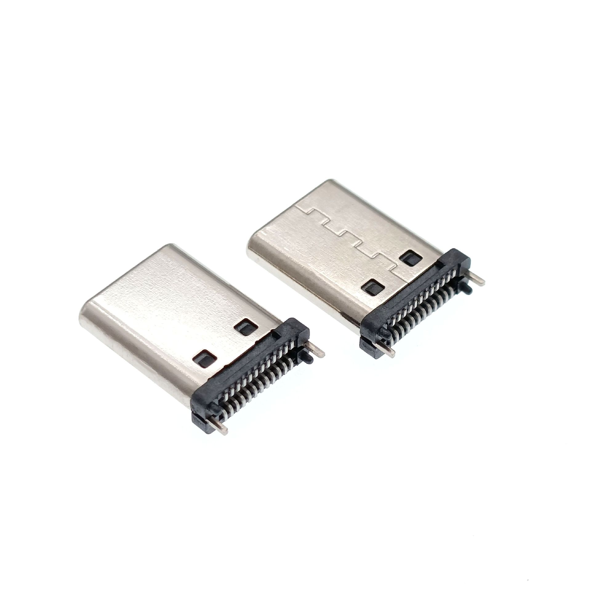 USB 3.1 TYPE-C24PIN公头 180度立式贴片SMT 带柱双排贴片 USB连接器 金晟鑫