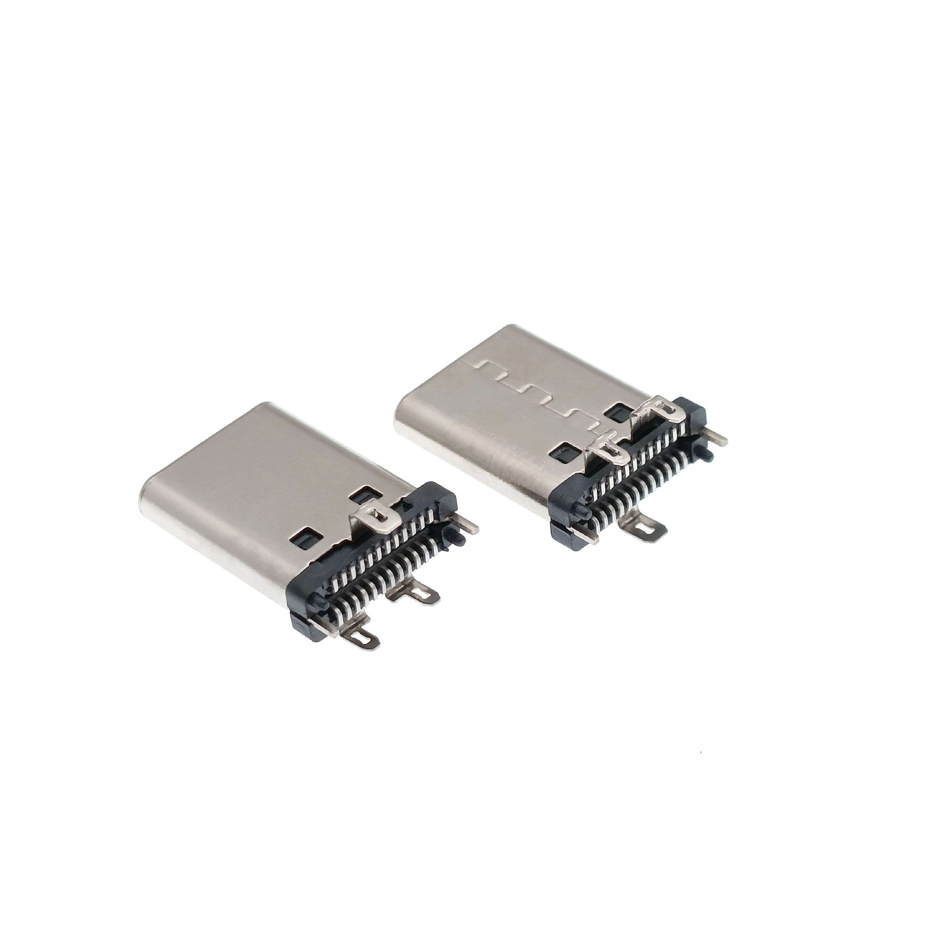 USB 3.1 TYPE-C 24PIN公頭 180度立式貼片SMT 三腳 H=11.1mm USB連接器 金晟鑫